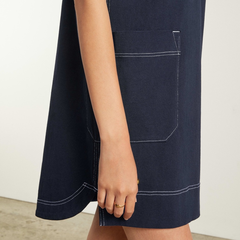Everlane Oversized Mariner Dress In True Navy/White Size L - Picture 4 of 16